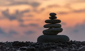 A cairn, seven stones stacked on top of eachother